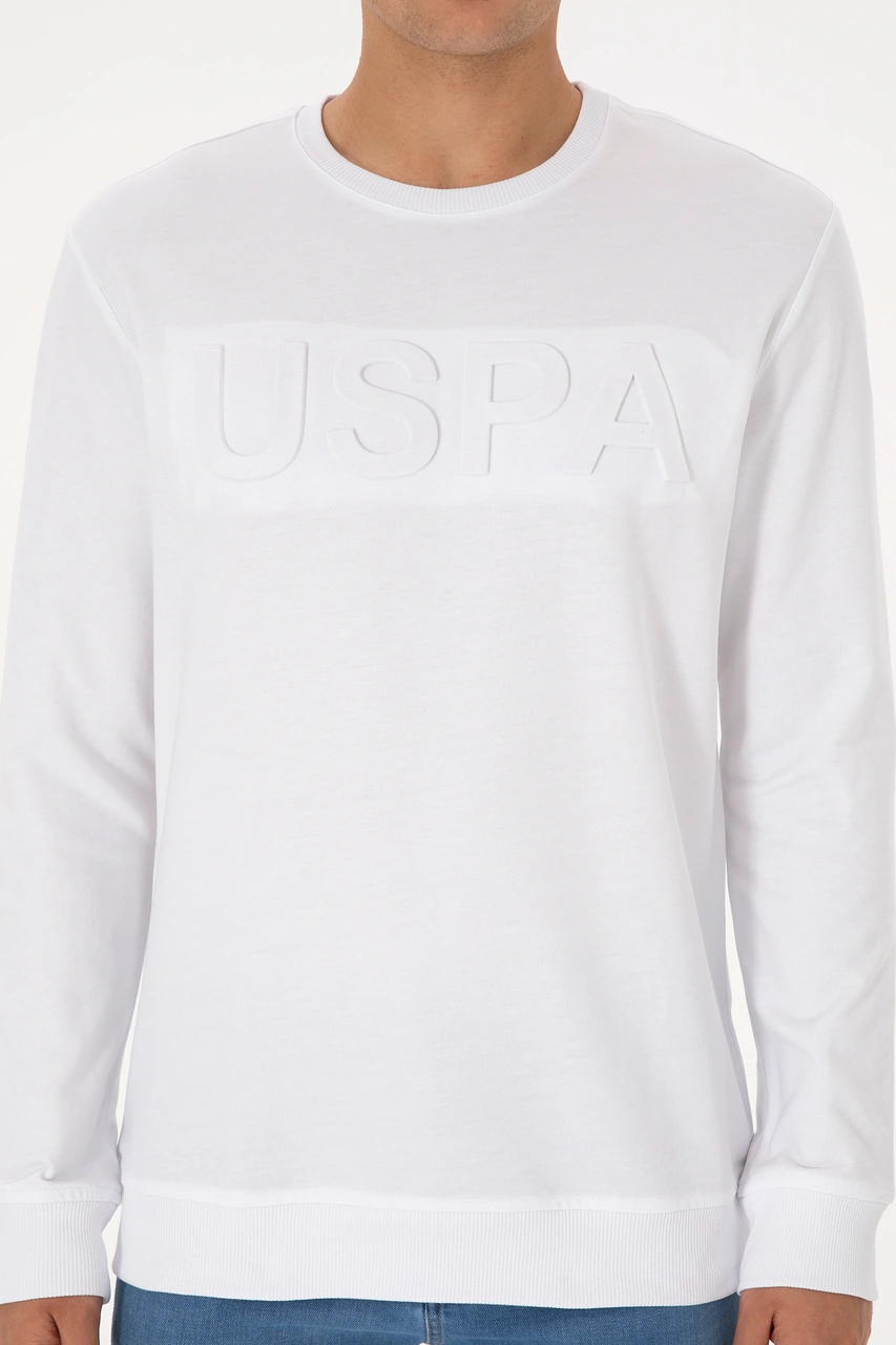 U.S. Polo Assn. Erkek Regular Fit Bisiklet Yaka Beyaz Basic Sweatshirt 50307793-VR013