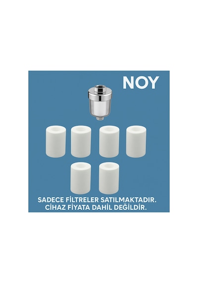 Duş Başlığı Filtresi İçin 6 Adet Yedek Kartuş Su Arıtma Klor Kireç Temizleyici Set Beyaz