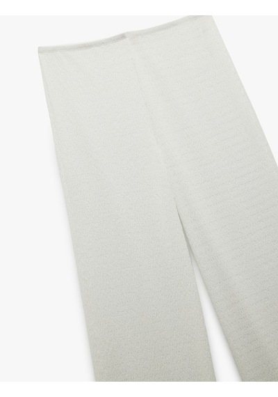 Koton Bürümcük Kumaş Düz Geniş Paça Pantolon Beyaz 5sak40060ek Beyaz
