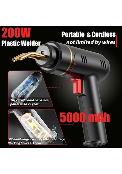 Schulzz 200 W 600 Adet Tel 5000 Mah Batarya Desteği Şarjlı Tampon Plastik Parça Tamir Kaynak Makinesi