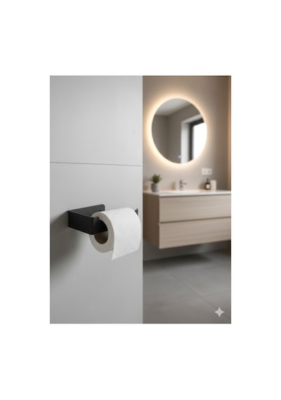 Buççin Online Mağaza Modern Mat Siyah Metal Tuvalet Kağıdı Tutacağı Yapışkanlı Iı Minimal Duvara Monte Kağıtlık Met Çok Renkli