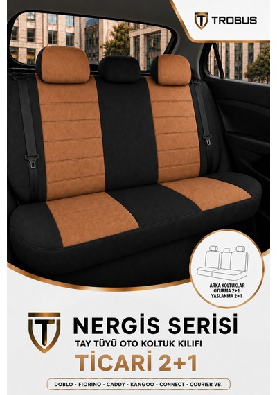 Ford Courier 2014 Ve Sonrası Uyumlu Taba Siyah Nergis Serisi Ortopedik Tay Tüyü 2+1 Ticari Taba Siyah