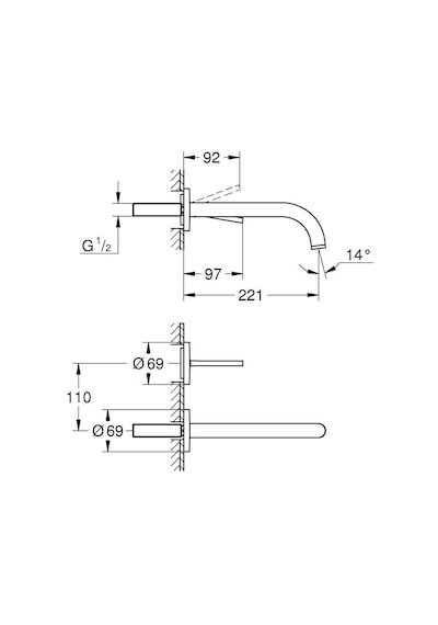 Grohe Atrio Br.hard Graphite 29406AL0 İki Delikli Duvardan Lavabo Bataryası Nikel