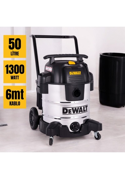 Dewalt Dxv50s 1300w 50lt Paslanmaz Islak Ve Kuru Elektrikli Süpürge