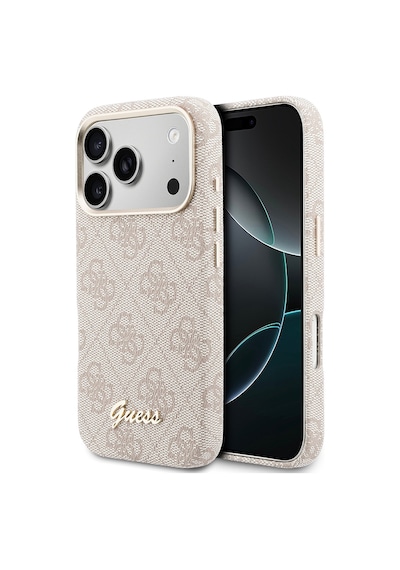 Apple Uyumlu iPhone 17 Pro Max Kılıf Guess Lisanslı M-safe Özellikli Script Yazı Logolu 4g Desenli Kapak Pembe