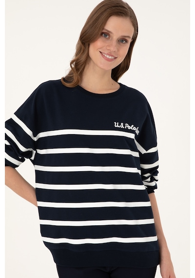 U.S. Polo Assn. Kadın Lacivert Çizgili Bisiklet Yaka Sweatshirt 50297279-VR033 U.S. Polo Assn. Kadın Lacivert Çizgili Bisiklet Yaka Sweatshirt 50297279-VR033