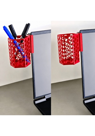 3d Baskı Monitor Kalemlik - Petek Desenli Laptop Kenar Altıgen Kalemlik-kırmızı Çok Renkli