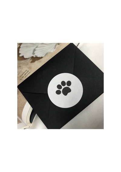 Siyah Paw Sticker Kedi Köpek Pati Pençe Beyaz Arkaplan Yuvarlak Mat Etiket Nero 3 Cm - 180 Adet Çok Renkli