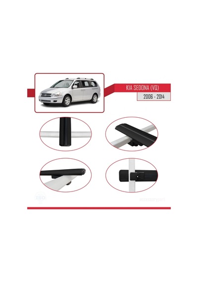 Kia Sedona Vq 2006-2014 Arası İle Uyumlu Basic Model Ara Atkı Tavan Barı Siyah 3 Adet