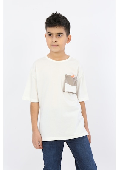 Toontoy Kids Toontoy Erkek Çocuk Göğsü Cepli Tişört Ekru