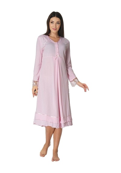 Kadın Pembe Dantelli Hamile Lohusa Gecelik, M, Ef2423efrt-19804ıgp268979 Açık Bej - Beyaz