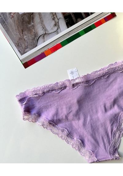 Arlet Kadın Pamuklu Rahat Günlük Kullanım Dantelli Slip/külot Li Lila