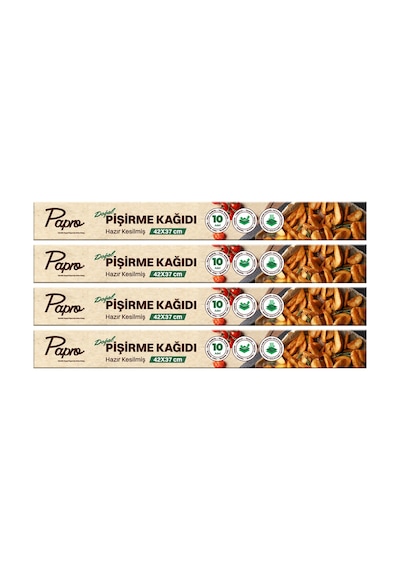 Doğal Pişirme Kağıdı Hazır Kesilmiş 42x37 Cm 40 Adet Yağ Geçirmez Yapışmaz Fırın Kağıdı 4 X 10' Lu Kutu