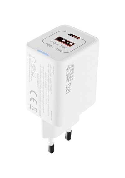 S-link Sl-ecg45 45w Pd + 18w Usb Qc 3.0 Gan Beyaz Şarj Aleti