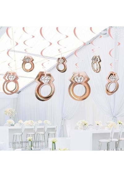 3d Tek Taş Asmalı Tavan Süsü Rose Gold 11 Adet
