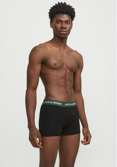 Jack & Jones Erkek Logolu Beli Lastikli 5'Li Boxer Paketi - Solid 12254366 Black Jack & Jones Erkek Logolu Beli Lastikli 5'Li Boxer Paketi - Solid 12254366 Black