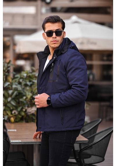 Mero Life Lacivert Su Ve Rüzgar Geçirmez Içi Kürklü Softshell Mont Lacivert