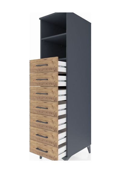 Kronos Dolap 2 Raflı 7 Çekmeceli 44x59x182 Antrasit-çam Antrasit