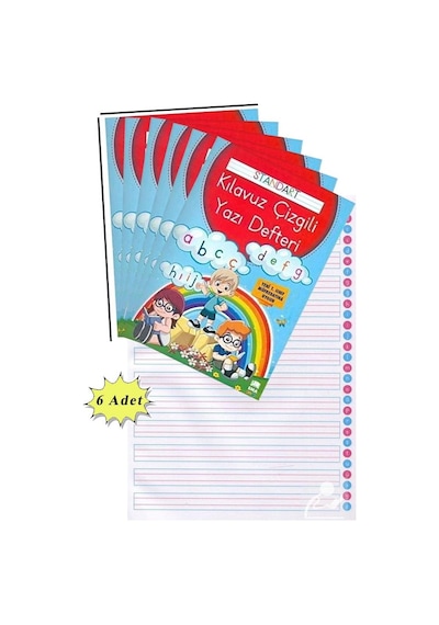 Güzel Yazı Defteri A4 Boy 19x27 Cm 24 Yaprak 6 Adet Standart Çizgili Yazı Defteri Dik Temel Harflerle 1. Sınıf