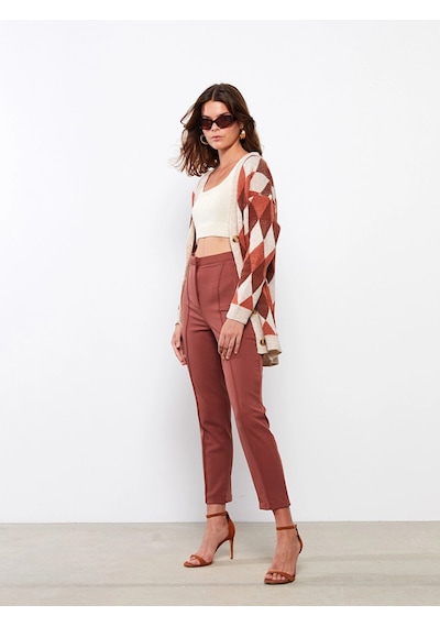 LC Waikiki Lcwaıkıkı Classic Bordo Kadın Standart Fit Düz Pantolon Bordeaux