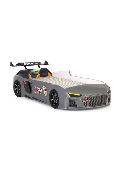 Gri Arabalı Yatak V12 Audi Işıklı Full Plastik Gri Arabalı Yatak V12 Audi Işıklı Full Plastik
