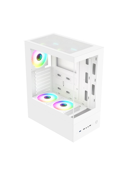 Zoko Smıle Beyaz 5x12cm Argb Fanlı Temper Camlı Atx Akvaryum Kas