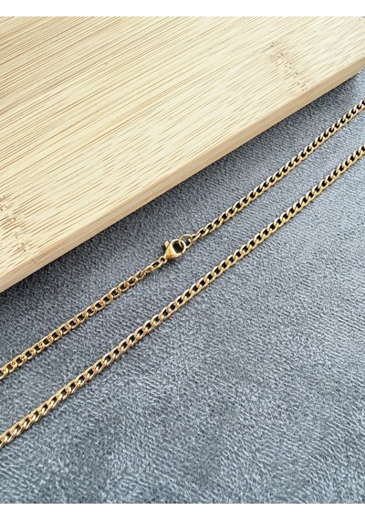 Altın Modeli Gurmet Çelik Kolye Altın Çelik Zincir 2 Mm