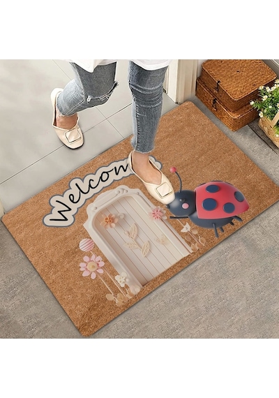 Valerine Life Şans Kapında Uğur Böceği Welcome Kapı Önü Paspası 45x70cm