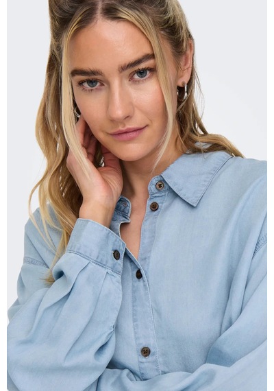 Only Kadın Onlcharıs Düşük Omuz Oversize Uzun Kollu Gömlek 15337928 Mavi Mavi