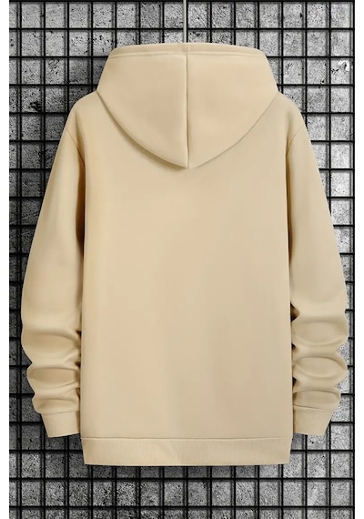 Milano Baskılı Oversize Sweatshirt Bej