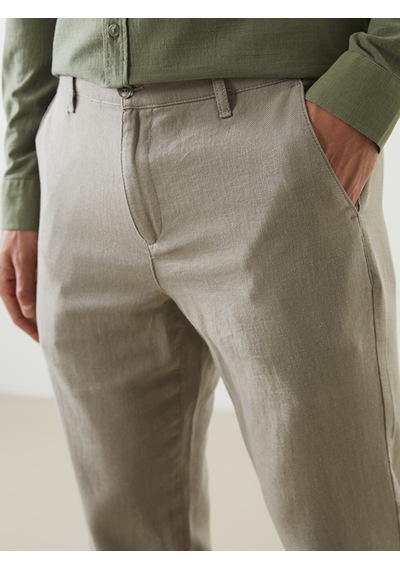 Lcwaıkıkı Classic Yeşil Regular Fit Keten Karışımlı Erkek Chino Pantolon