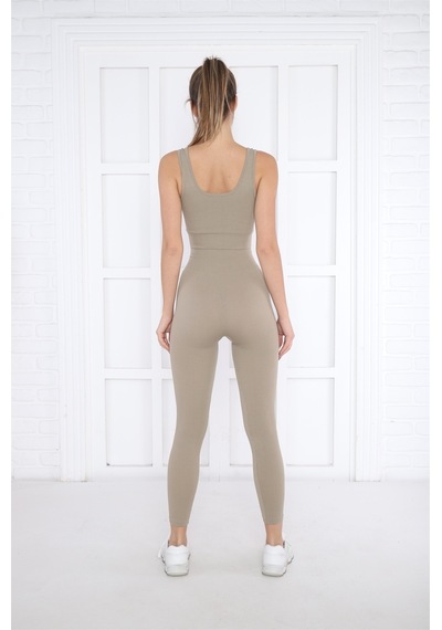 Escetic Kadın Spor Midstone Toparlayıcı, Yüksek Bel Fitnes Bra Tayt Takım-4328 - S
