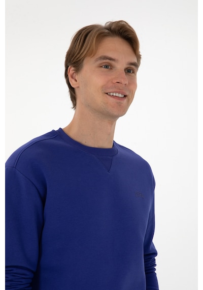 U.S. Polo Assn. Erkek Comfort Fit Bisiklet Yaka Şardonlu Mor Basic Sweatshirt 50313757-VR038