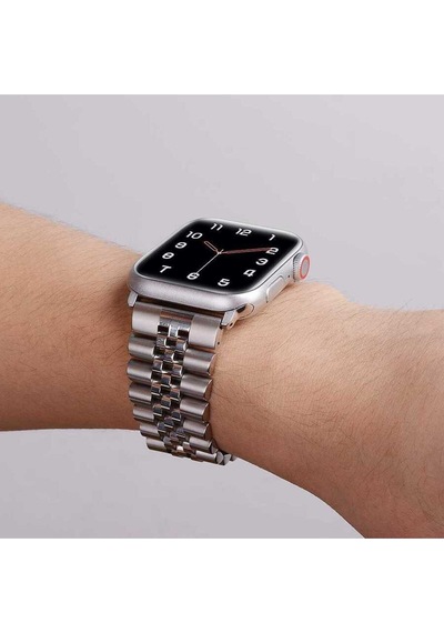 Watch 42mm Uyumlu Krd-36 Metal Prl Kordon Gümüş-siyah