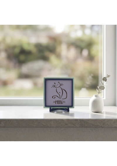 Meow Temalı Şık Dekoratif Obje, Yaşam Alanınız İçin Sempatik Değerli Bir Hediye 10x10 Cm