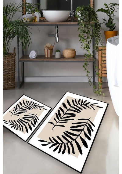 CASTING LEAF DJT 2 LI SET Banyo Halısı Banyo Paspası Çok Renkli