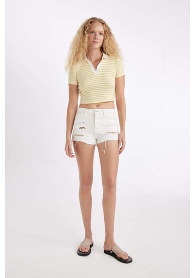 DeFacto Fitted Polo Yaka Fitilli Kaşkorse Kısa Kollu Tişört A0380AX24SMYL155