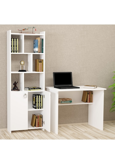 Kalenderdekor1 Kalender Dekor Ellen Mayra 90 Cm Çalışma Masası Takımı Beyaz