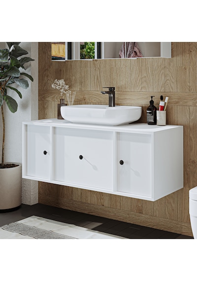 Gusto Ayaksız Oval Lavabolu Mdf 120 Cm Çekmeceli Banyo Dolabı Byz Mat Beyaz Gusto Ayaksız Oval Lavabolu Mdf 120 Cm Çekmeceli Banyo Dolabı Byz Mat Beyaz