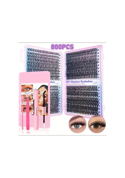 Oyuncakstore Takma Kirpik Seti 800 Adet Kirpik Cımbız,güçlü Yapıştırıcı,sabitleyici,uygulama Fırçası