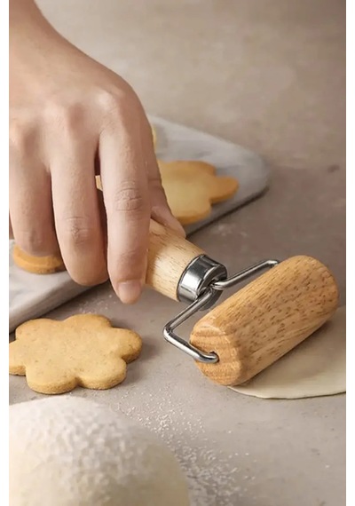 Ahşap Saplı Rulo Merdane, Oklava, Ahşap Spatula, Pürüzsüz Oklava Pizza Börek Açma Ahşap