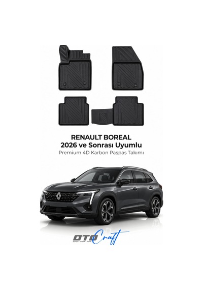 Otocraft Renault Boreal 2026+ Araca Özel 4d Karbon Oto Paspas Havuzlu Tam Set