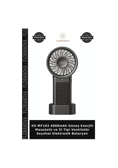 Xo Mf103 4000mah Güneş Enerjili Masaüstü Ve El Tipi Vantilatör Seyahat Elektronik Bataryalı