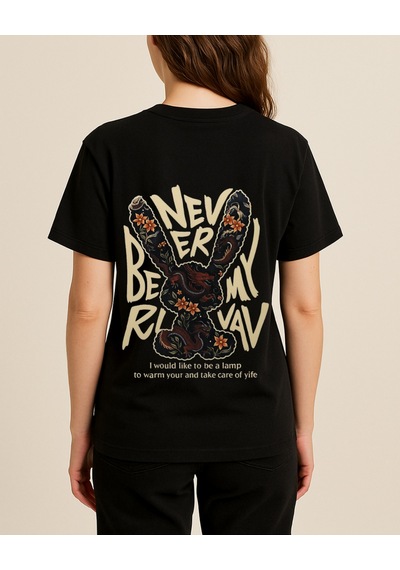 Hugo Boss Never Baskılı T-shirt Siyah