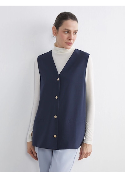 LC Waikiki Lcw Grace Indigo V Yaka Kadın Yelek İndigo