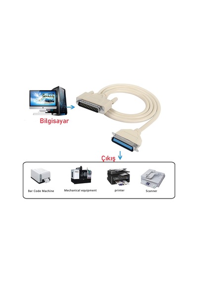 Db25 Pin Lpt Paralel Port To Cn36 Pin Dotmatrix Yazıcı Kablosu 3m