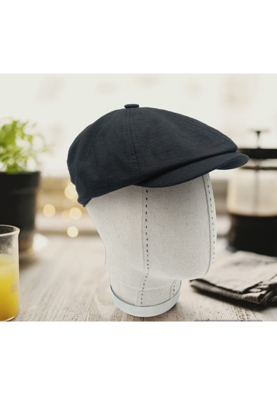 Shopiolog Erkek Siyah Keten Kasket Şapka Ilkbahar Yaz Men Linen Hat Siyah