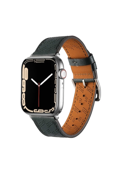 Watch 7 41mm Uyumlu Krd-76 Pu Deri Kordon Strap Kayış Mkst- Koyu Yeşil