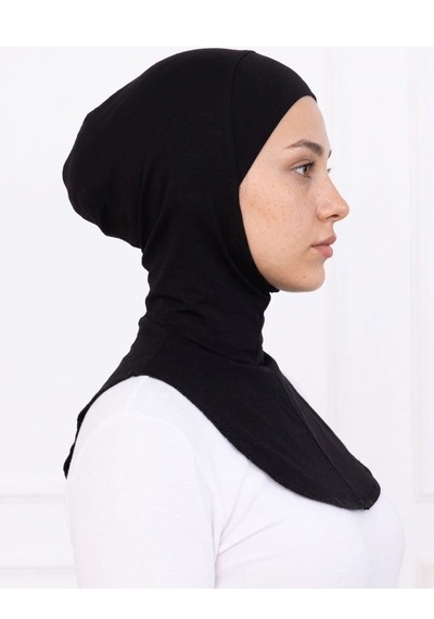 Alivascarf Siyah Ninja Bone Boyunluklu Likralı Sporcu Bonesi Kadın Pratik Tesettür Hijab Başörtü