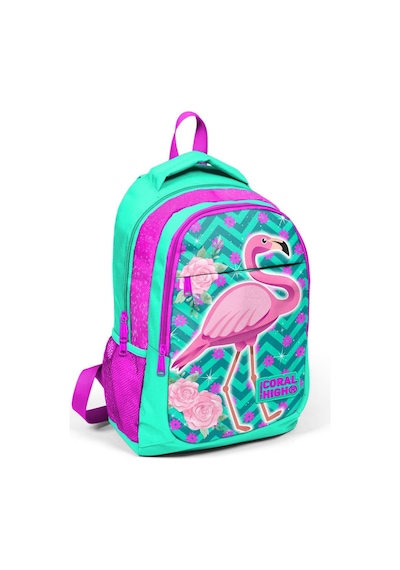 Coral High Okul Sırt Çantası Ve Beslenme Çantası Kız Çocuk Yeşil Flamingo Yeşil Pembe Flamingo